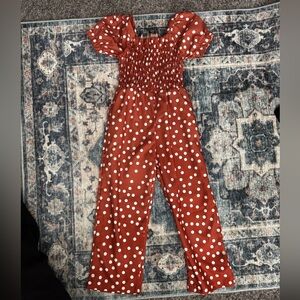 2/$10- Brown Polka Dot Jumpsuit
